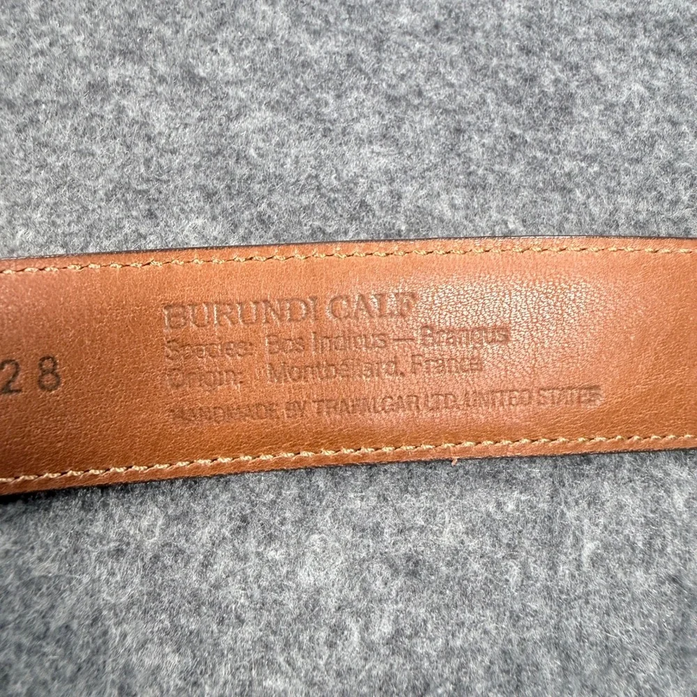 Trafalgar Mens Burundi Calf Leather Belt Brown Crocodile Embossed Gold Buckle 34